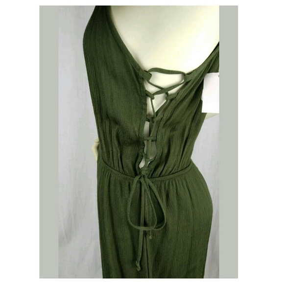 Fraiche By J Maxi Dress Side Lace Up Olive - Picture 4 of 5